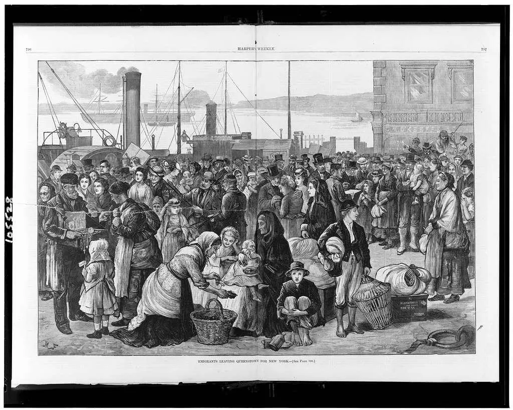 Rappresentazione della partenza degli immigrati